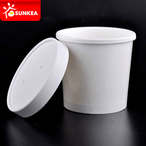 White Paper Kraft Hot Soup Cup with Lid
