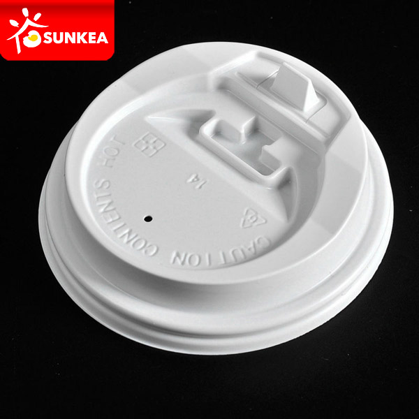 Disposable Paper Coffee Cup White Plastic Lid