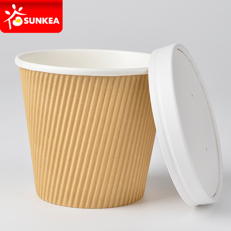 Download 475ml 650ml Double Wall Ripple Kraft Paper Soup Cup