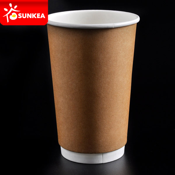 Disposable Double Wall Kraft Paper Hot Coffee Cup