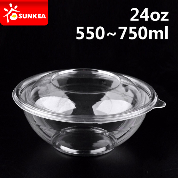 Disposable Clear Take Away Plastic Salad Bowl with Lid