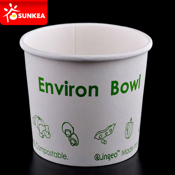 Disposable paper soup cup with plastic lid