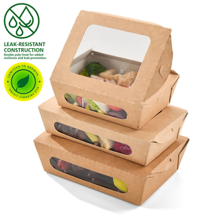 Take out PE coated kraft paper salad box with window