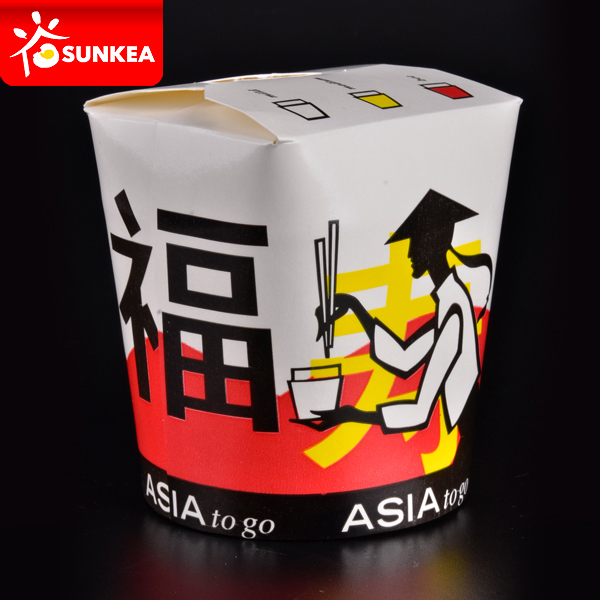 White Paper Noodle Box with Round Base