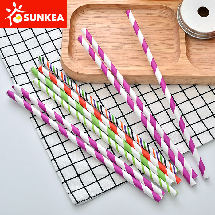 Disposable biodegradable printed striped paper drinking straws