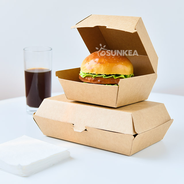 F-flute Kraft Paper Burger Clamshell Box