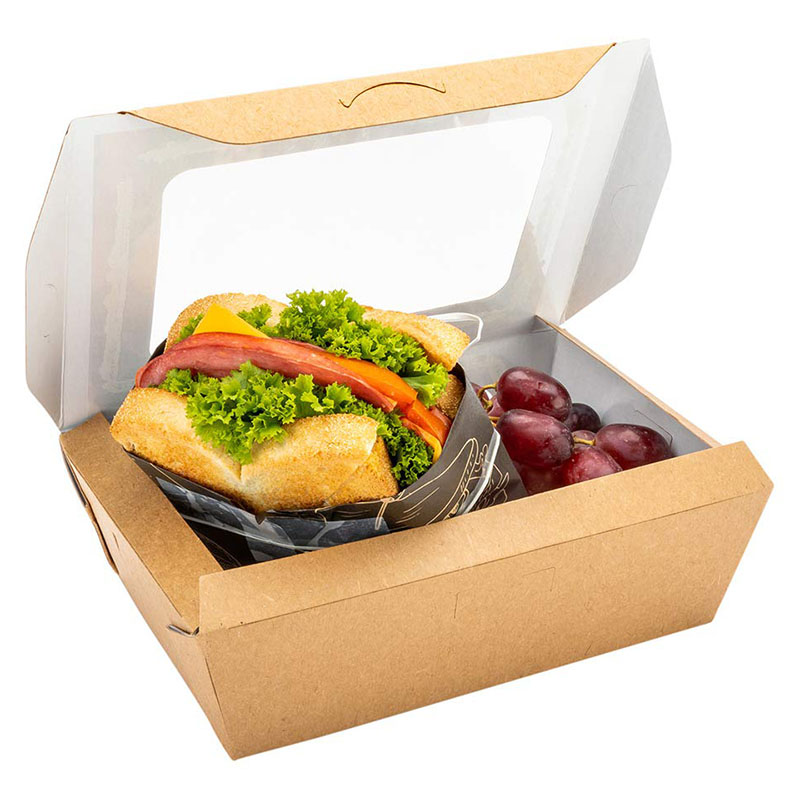 Disposable Custom Paper Salad Box with 2 windows