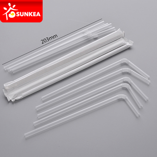 Individually white paper wrapped plastic drinking straw