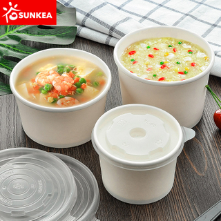 Disposable paper soup cup with plastic lid