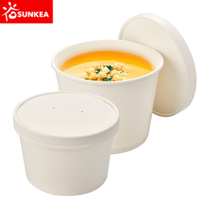 Disposable short paper soup cup with paper lid