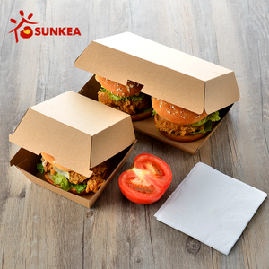 Sunkea Disposable Eco-friendly Packaging Double Kraft Burger Box