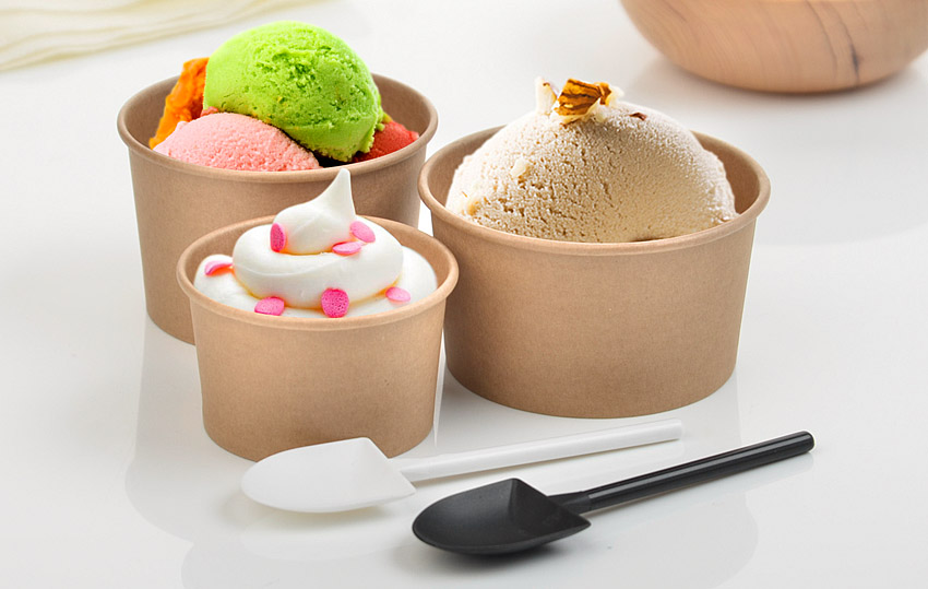 Kraft Paper Ice Cream Cup with Dome Plastic Lid Buy