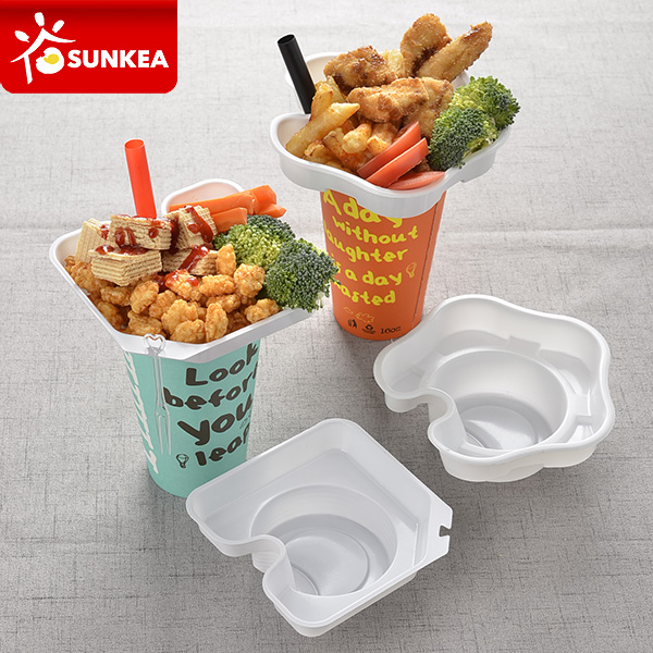 Disposable PS plastic cup top snack tray
