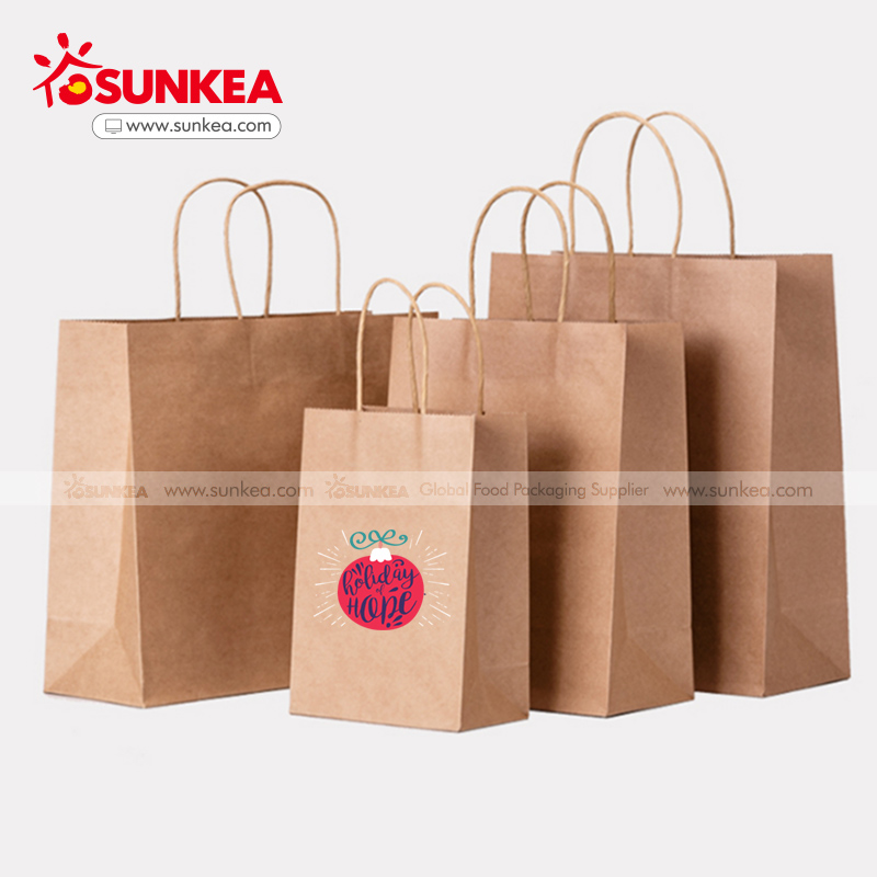 Recyclable Biodegradable Kraft Lunch Bag with Handle
