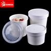 White paper hot soup cup with paper lid