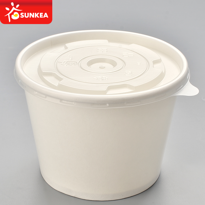 Disposable short paper soup cup with paper lid