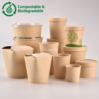 Custom Disaposable Bamboo Paper Food Packaging Container 
