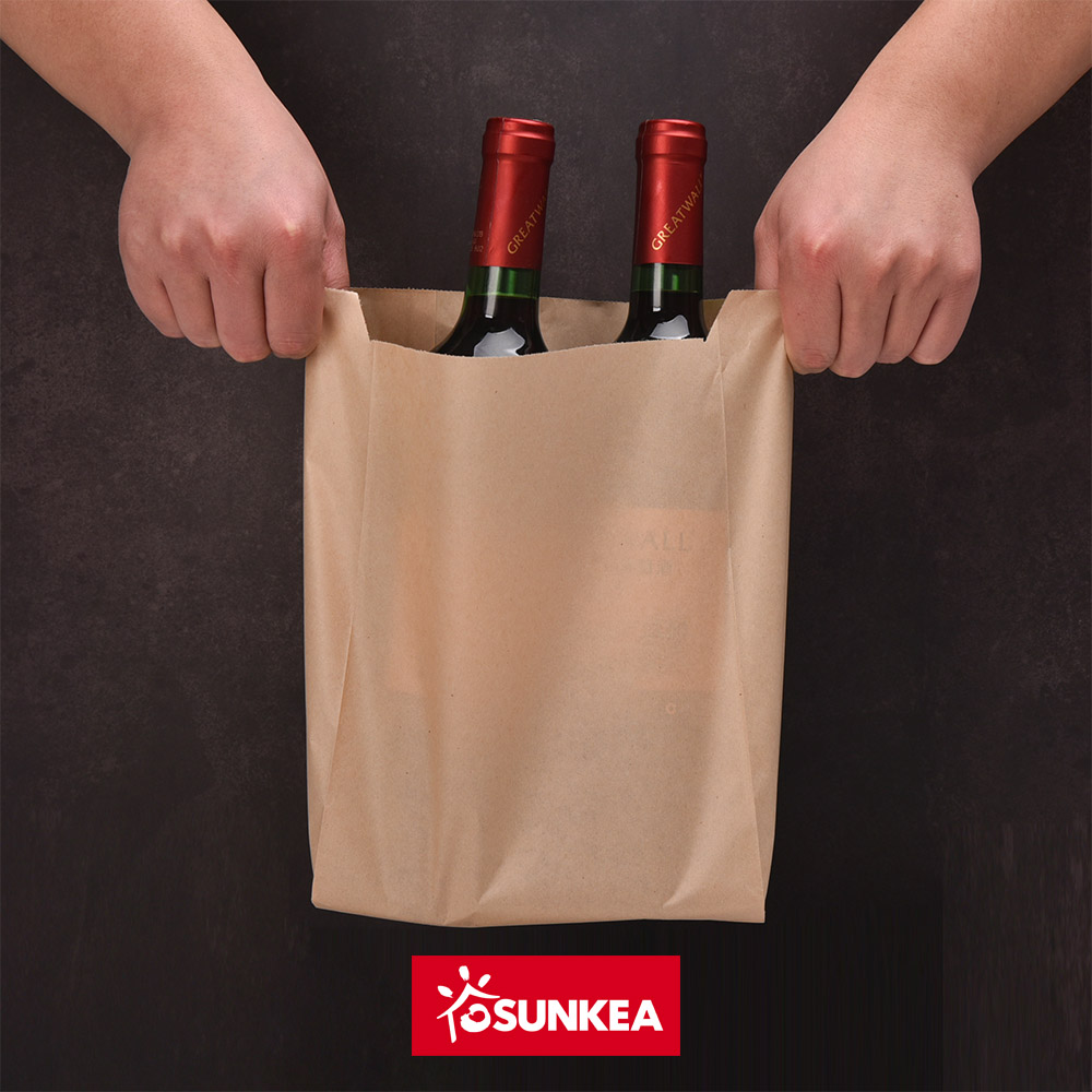 Sunkea luxury shopping eco friendly kraft wine paper bag