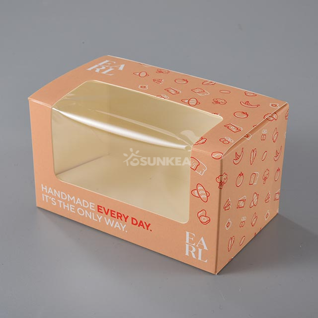 Custom Printed Foldable Paper Cake Box with Window